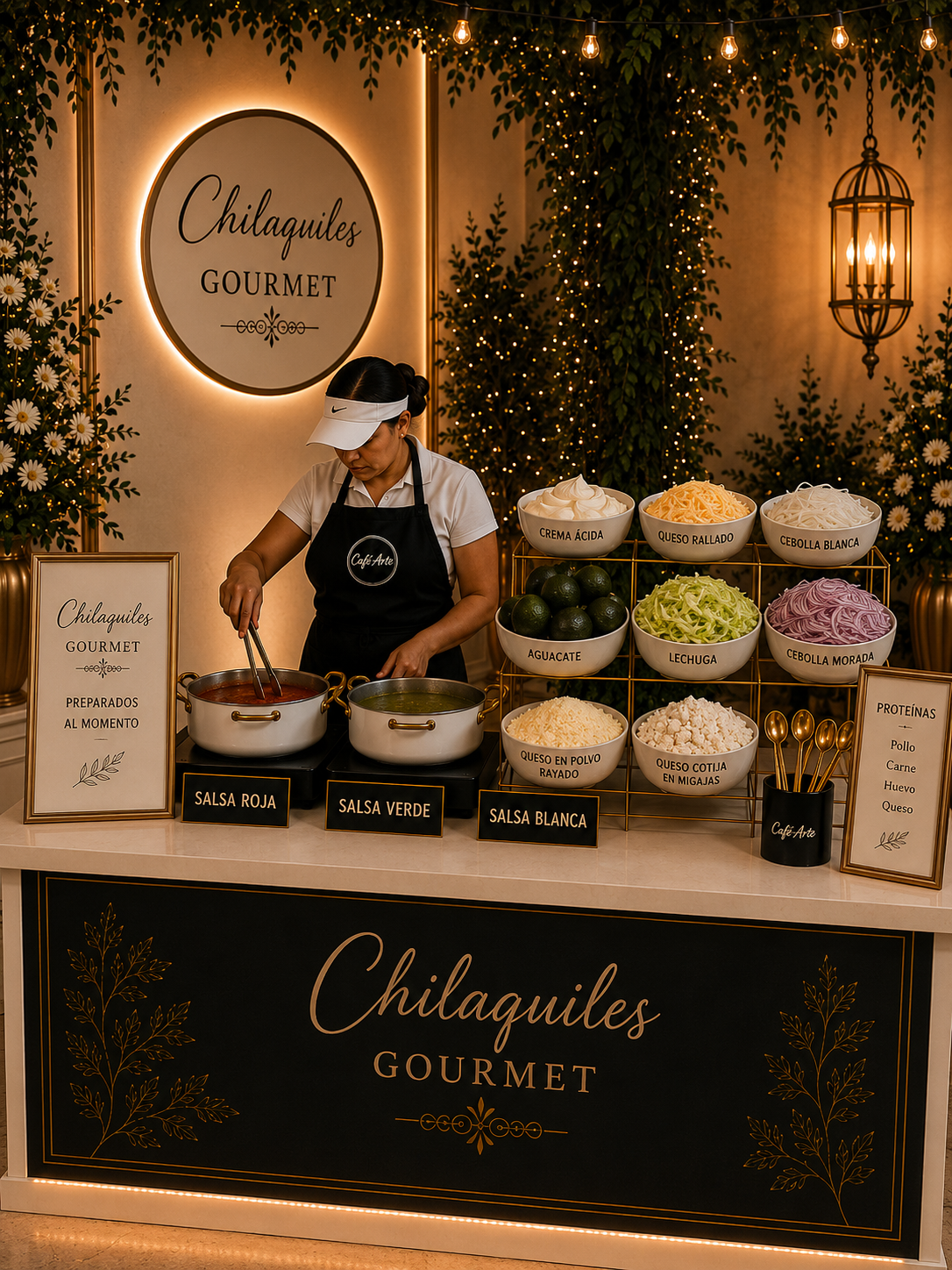 Estación de Chilaquiles Gourmet con salsas
